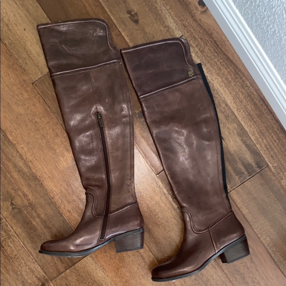 Vince Camuto BALDWIN Chocolate Leather Over the Knee Riding Boots BNWOT